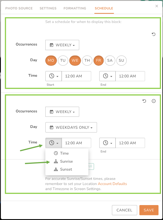 Custom Schedules for your Dakboard Image Block